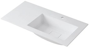 Lavabo a incasso rettangolare vasca a destra L 90.5 x H 15 x P 46 cm in resina bianco lucido