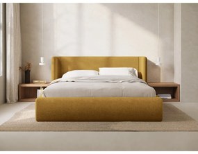 Letto matrimoniale imbottito color senape con contenitore con rete inclusa 200x200 cm Jason – Windsor &amp; Co Sofas