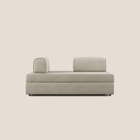 Liberty divano con pouf estraibile e schienali movibili in tessuto morbido impermeabile T02 panna