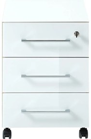 Armadietto bianco con effetto rovere con chiusura a chiave/su ruote 40x55x50 cm Monteria – Germania