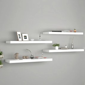 Scaffali A Parete 4 Pz Bianchi 80x23,5x3,8 Cm İn Mdf /