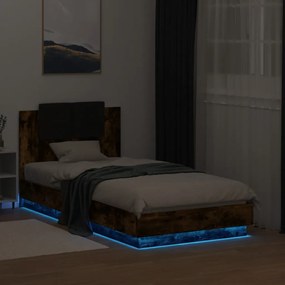 Giroletto con testiera e led rovere fumo 75x190 cm