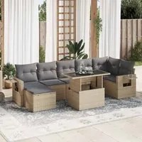 Set Divano da Giardino 8 pz con Cuscini Beige in Polyrattan 3326520