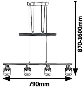 Rabalux 5345 - Lampadario a sospensione con filo LACEY 4xE14/40W/230V