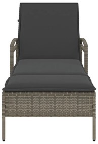 Lettino prendisole con cuscino grigio 63x200x81 cm polyrattan