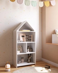 Kave Home - Libreria a casetta per bambini Celeste in MDF bianca 50 x 105 cm