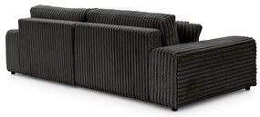 Divano angolare con penisola a destra grigio scuro e rivestimento in velluto a coste allungabile e con contenitore Sarina – Ropez