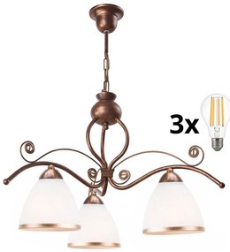 Brilagi - LED Lampadario a sospensione con catena ANTICO 3xE27/60W/230V patina di bronzo