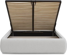 Letto matrimoniale imbottito grigio chiaro con contenitore/senza testiera con rete inclusa 160x200 cm Inera – Bobochic Paris