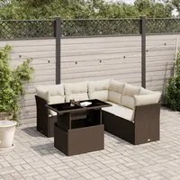 Set Divano da Giardino 6 pz con Cuscini Marrone in Polyrattan 3266583