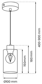 Lampadario a sospensione con filo MADERA 1xE27/60W/230V bianco/legno