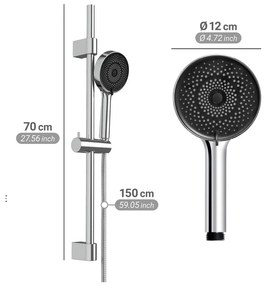 Set per doccia color argento lucido in acciaio inox con doccetta/con supporto scorrevole 70 cm Softwater – Wenko