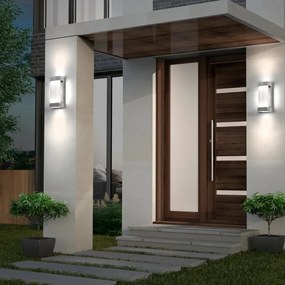 Applique LED moderno da esterno Glacier doppia luce grigio IP44, luce bianco caldo 730 lumen, ARTIKA