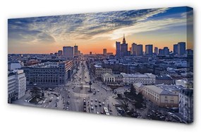 Quadro su tela Grattacieli del tramonto di Varsavia 100x50 cm
