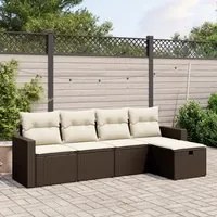 Set Divano da Giardino 5 pz con Cuscini Marrone in Polyrattan 3263469