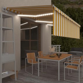 Tenda Automatica Con Sensore Vento Led 6x3 M Gialla/bianca /