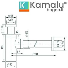 Kamalu - Sifone di scarico per lavabo finitura satinata | KS050S