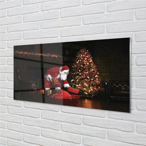 Quadro in vetro Alberi di natale regali decorazioni babbo natale 100x50 cm