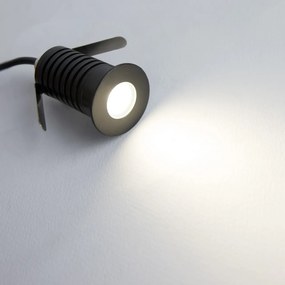 Faretto Segnapasso LED 3W IP67 Nero Professional Colore Bianco Naturale 4.000K