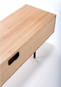 Mobile TV nero-color legno naturale in legno di quercia 160x48 cm Fina - Gazzda