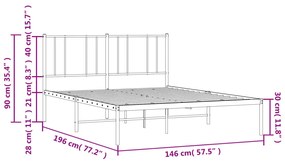 Giroletto con Testiera Metallo Bianco 140x190 cm