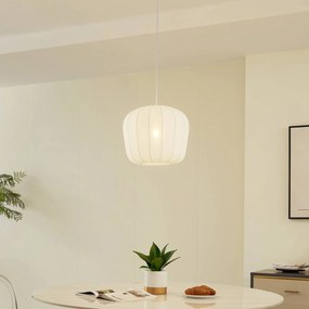 Lindby lampada a sospensione Helin, bianco, Ø 35 cm, tessuto