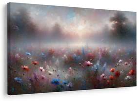 Quadro su tela – Prato nebbioso con fiori