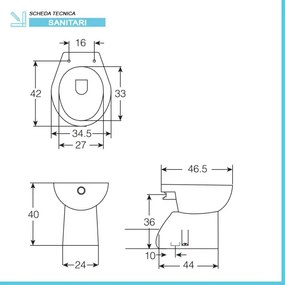 Set sanitari bagno in ceramica bianca lucida Flora completo di sedile wc
