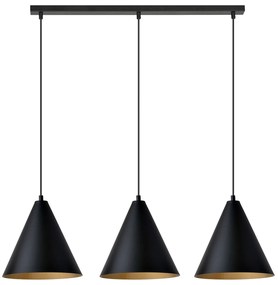Sospensione Nordica Ninhursag 3 Luci In Acciaio Nero E Oro