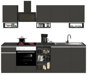 Cucina Lineare SOLE 256 cm - Antracite/Report, Top 35 mm