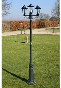 Lampione da Giardino 3 Bracci 215 cm Verde Scuro/Nero Alluminio