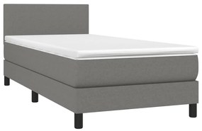 Letto a molle materasso e led grigio scuro 80x200 cm in tessuto