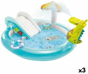 Piscina Gonfiabile per Bambini Intex Parco giochi Coccodrillo 201 x 84 x 17 cm (3 Unità)