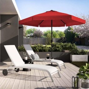 Ombrellone a palo centrale grigio Avea NATERIAL con telo esagonale rosso L 296 x P 296 x H 247 cm