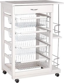 Carrello da cucina portafrutta con portabottiglie LANDHELL Bianco