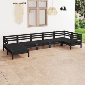 Set salotto da giardino 7 pz in legno massello di pino nero