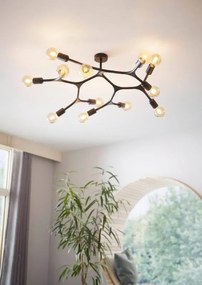 Plafoniera industriale Bocaddella Ø 92 cm nero IP20, 12XE27