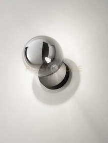 Pallina applique 1 luce attacco g9 nero con sfera fume' d.14cm