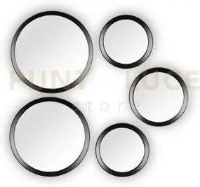 Lia set 5 specchi diametri assortiti con cornice plastica nera