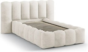 Letto singolo imbottito beige con contenitore con rete inclusa 90x200 cm Lupine – Micadoni