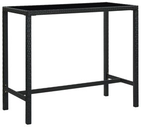 Tavolo Da Bar Per Esterni Nero 130x60x110 Cm Polyrattan E Vetro /