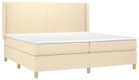 Letto a molle materasso e led bianco 200x200cm in tessuto