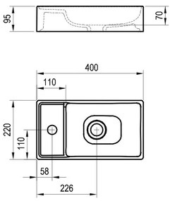 Ravak XJX01240000 - Lavabo da appoggio VEDA SLIM 40x22 cm ceramica/bianco