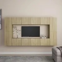 Set Porta TV 8 pz Rovere Sonoma in Truciolato 3078984