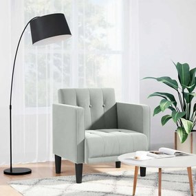 Divano Sedia Con Braccioli Grigio Chiaro 53 Cm İn Velluto /