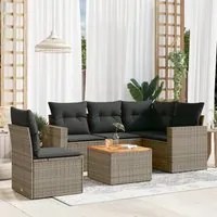 Set Divano da Giardino 6 pz con Cuscini Grigio in Polyrattan 3224128