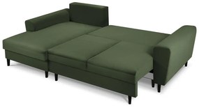 Divano letto in velluto a coste verde, angolo sinistro Moghan - Micadoni Home