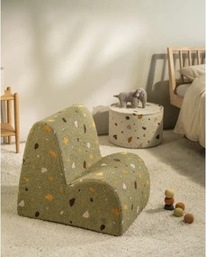 Pouf per bambini bianco con rivestimento in bouclé e ciniglia Terrazzo – Wigiwama