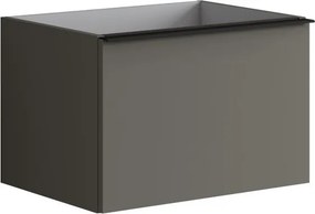 Mobile da bagno sospeso sotto lavabo Pixel plain 1 cassetto L 60 x H 40 x P 45.5 cm grigio carbone laccato opaco, con maniglia alluminio nero opaco
