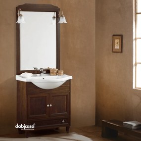 Mobile Bagno A Terra "Paola" Da 75 Cm Composto Da Due Ante Ed Un Cassetto Lavabo E Specchio Con Due Applique